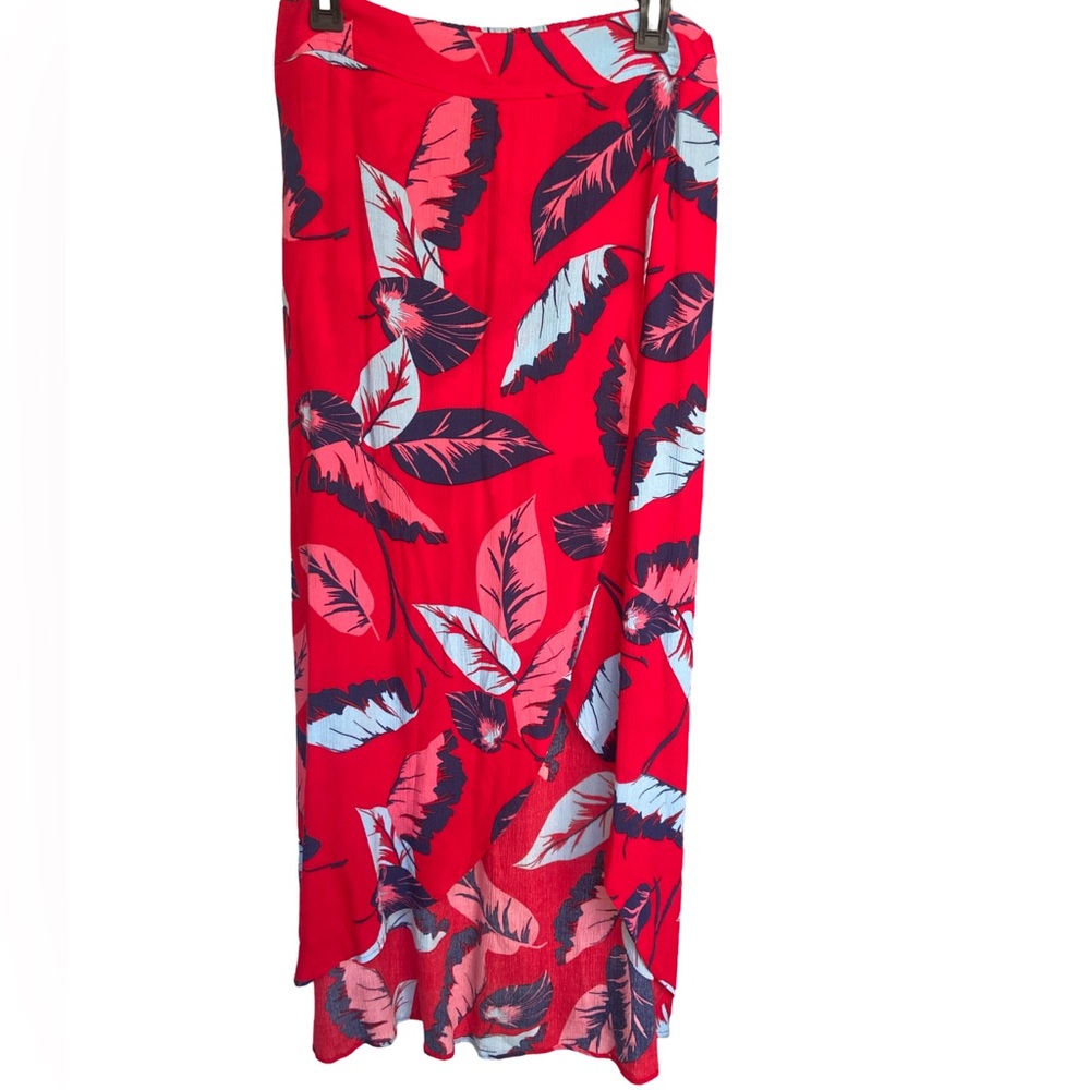Red Floral Print Maxi Skirt